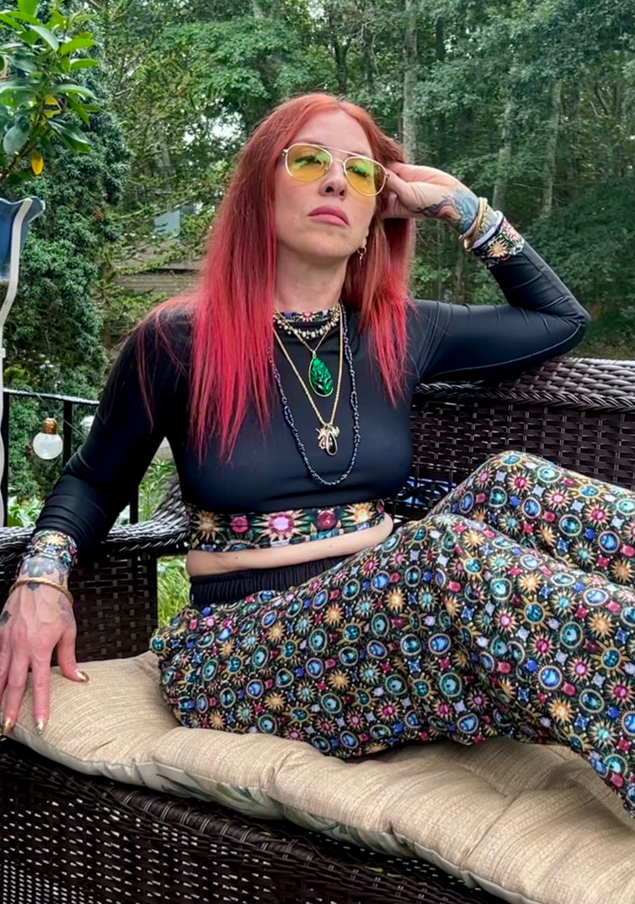 RAJ ROYAL THRONE GEM RECYCLED LONG SLEEVE CROP TOP