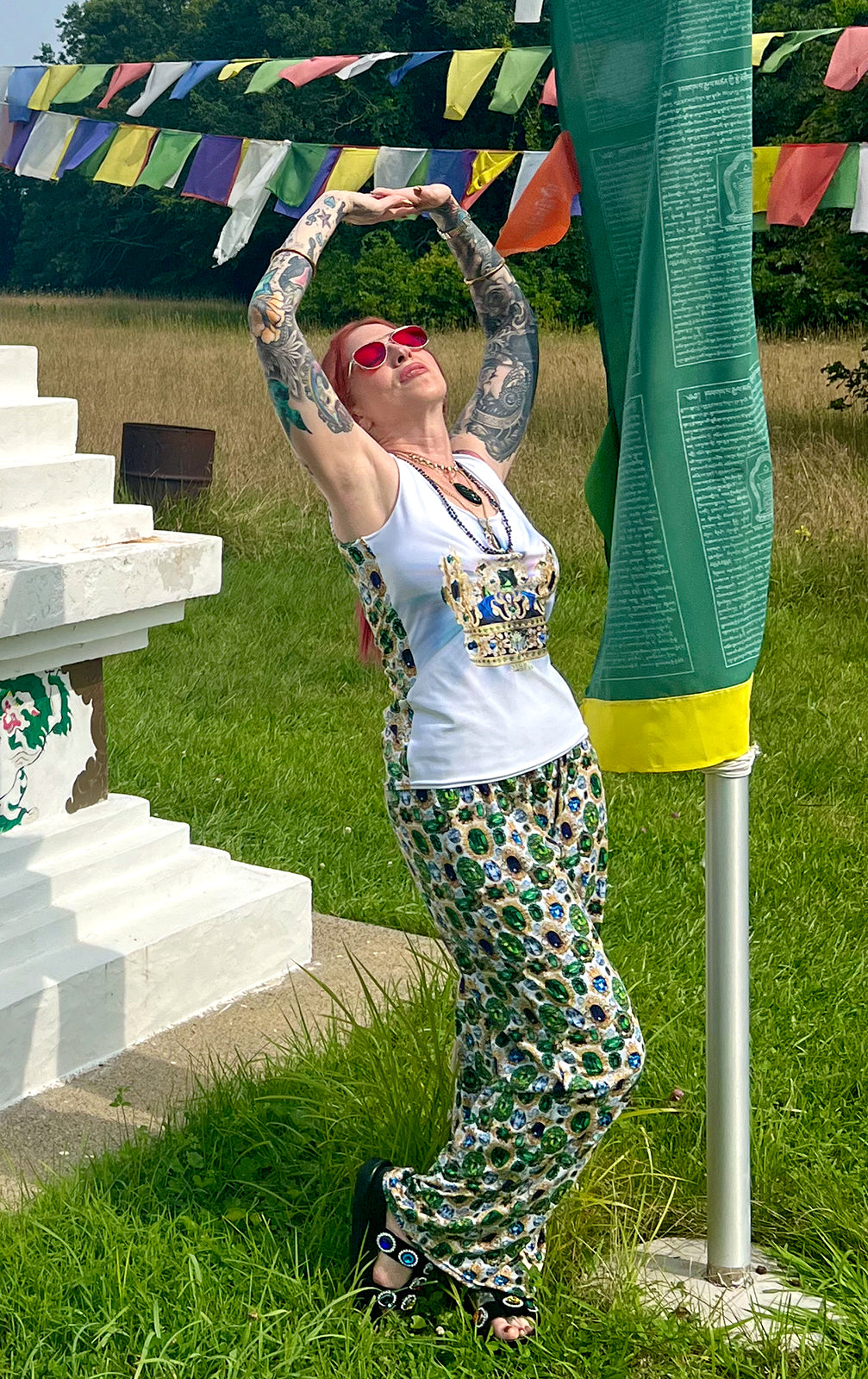 RAJ ROYAL THRONE CROWN GEM TANK TOP MULTI WHITE COLORWAY