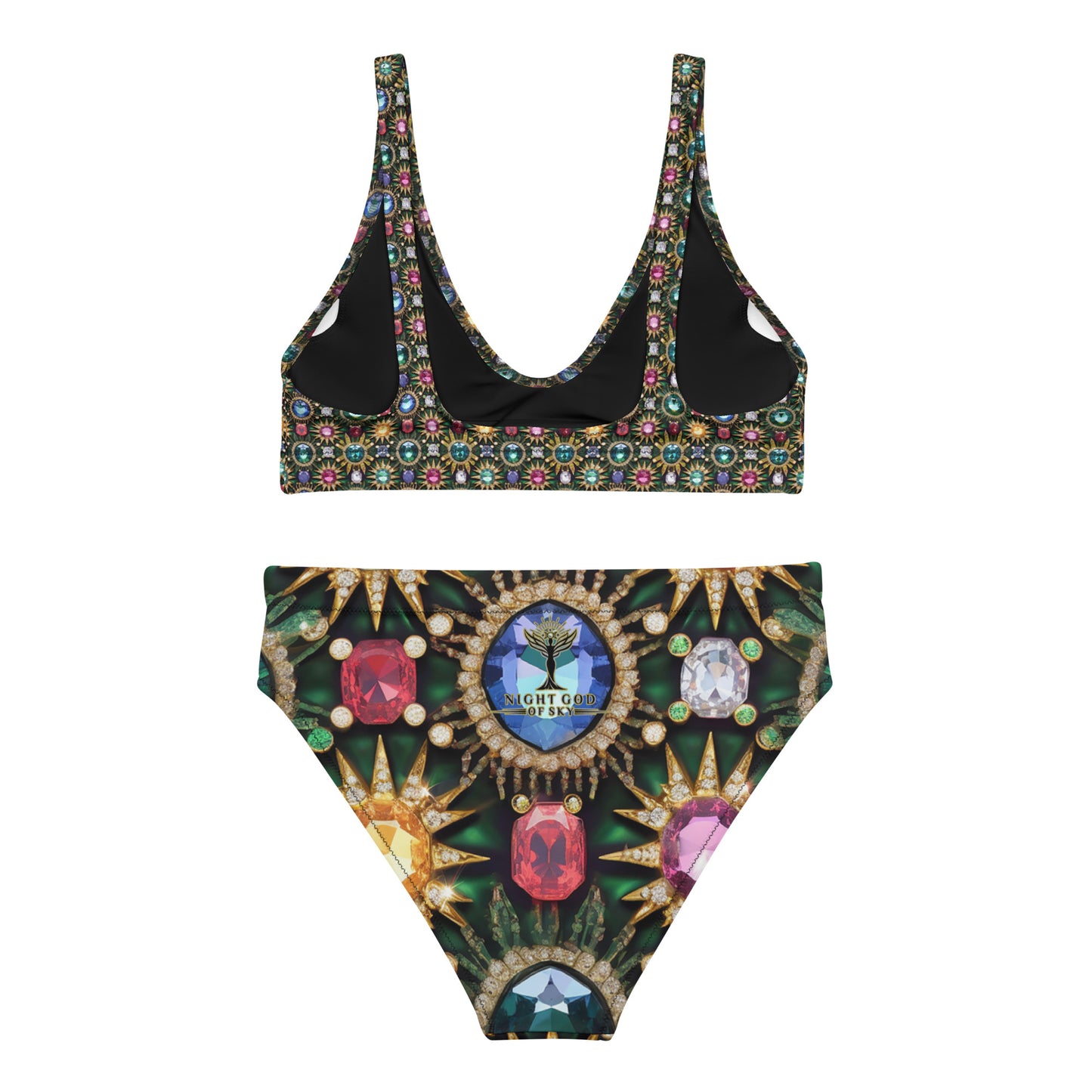 RAJ ROYAL THRONE TOSSED GEM Recycled High-Waisted Bikini Black Colorway