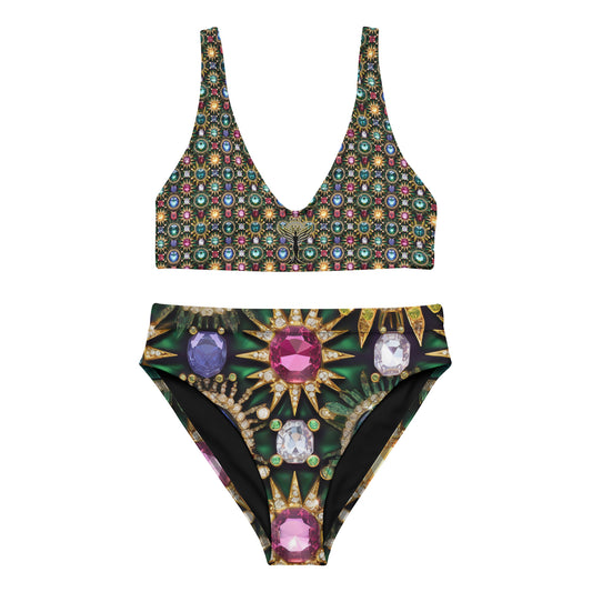 RAJ ROYAL THRONE TOSSED GEM Recycled High-Waisted Bikini Black Colorway