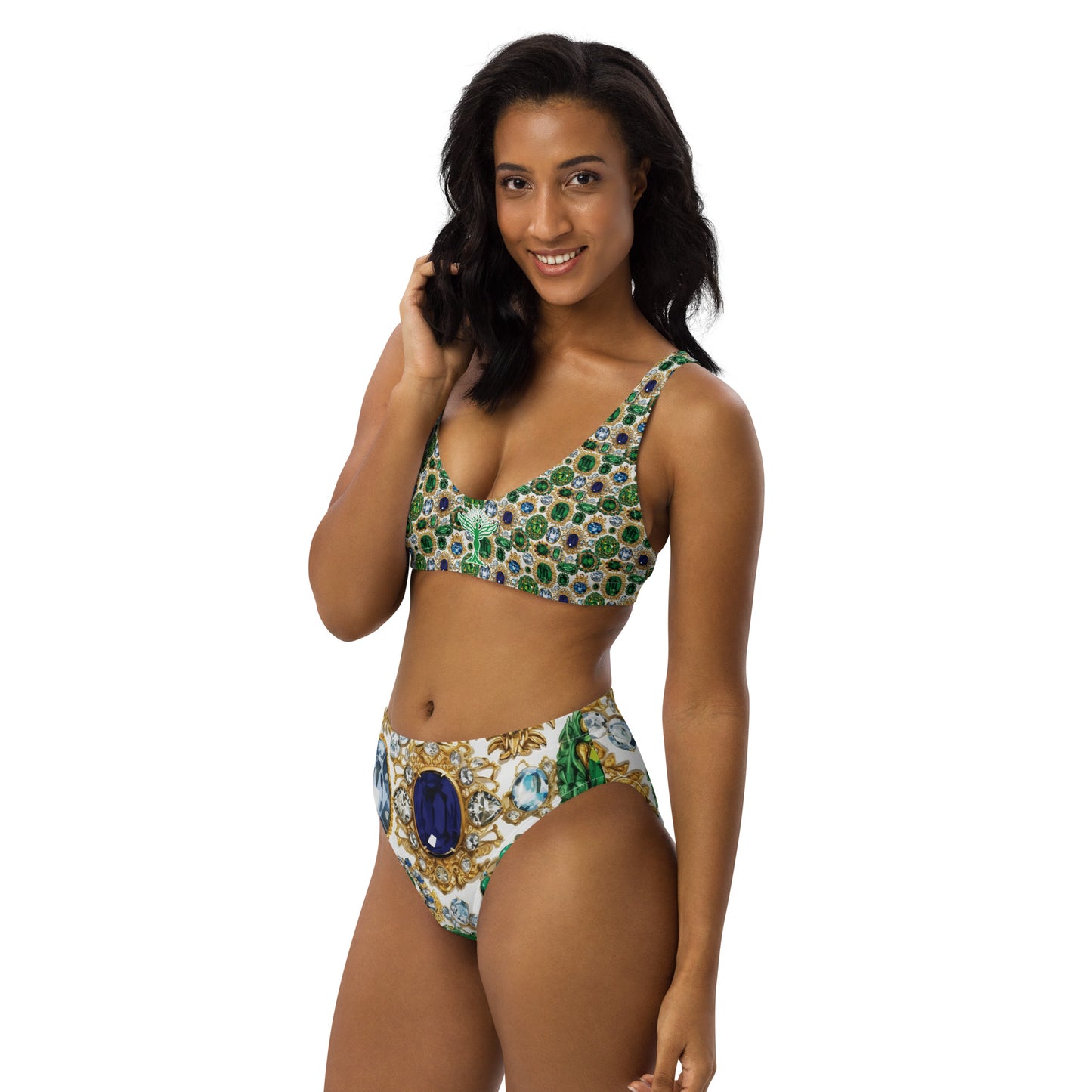 RAJ ROYAL THRONE TOSSED GEM Recycled High-Waisted Bikini White Colorway