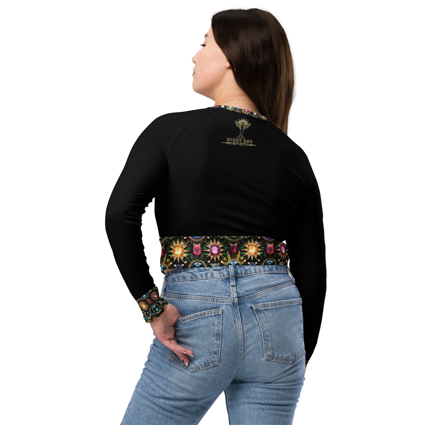 RAJ ROYAL THRONE GEM RECYCLED LONG SLEEVE CROP TOP