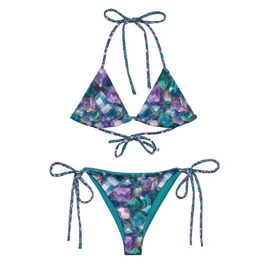 RAINBOW FLUORITE Print Recycled String Bikini Swimwear