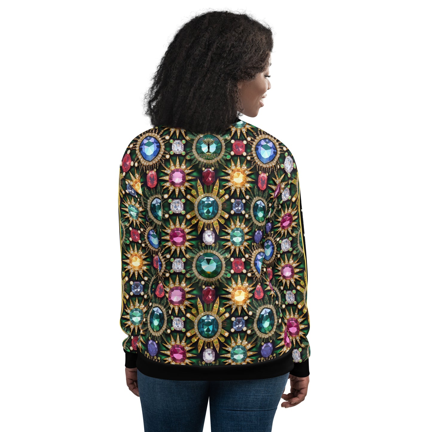 RAJ ROYAL THRONE UNISEX BOMBER JACKET MULTI BLACK COLORWAY