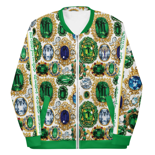 RAJ ROYAL THRONE UNISEX BOMBER JACKET MULTI WHITE COLORWAY