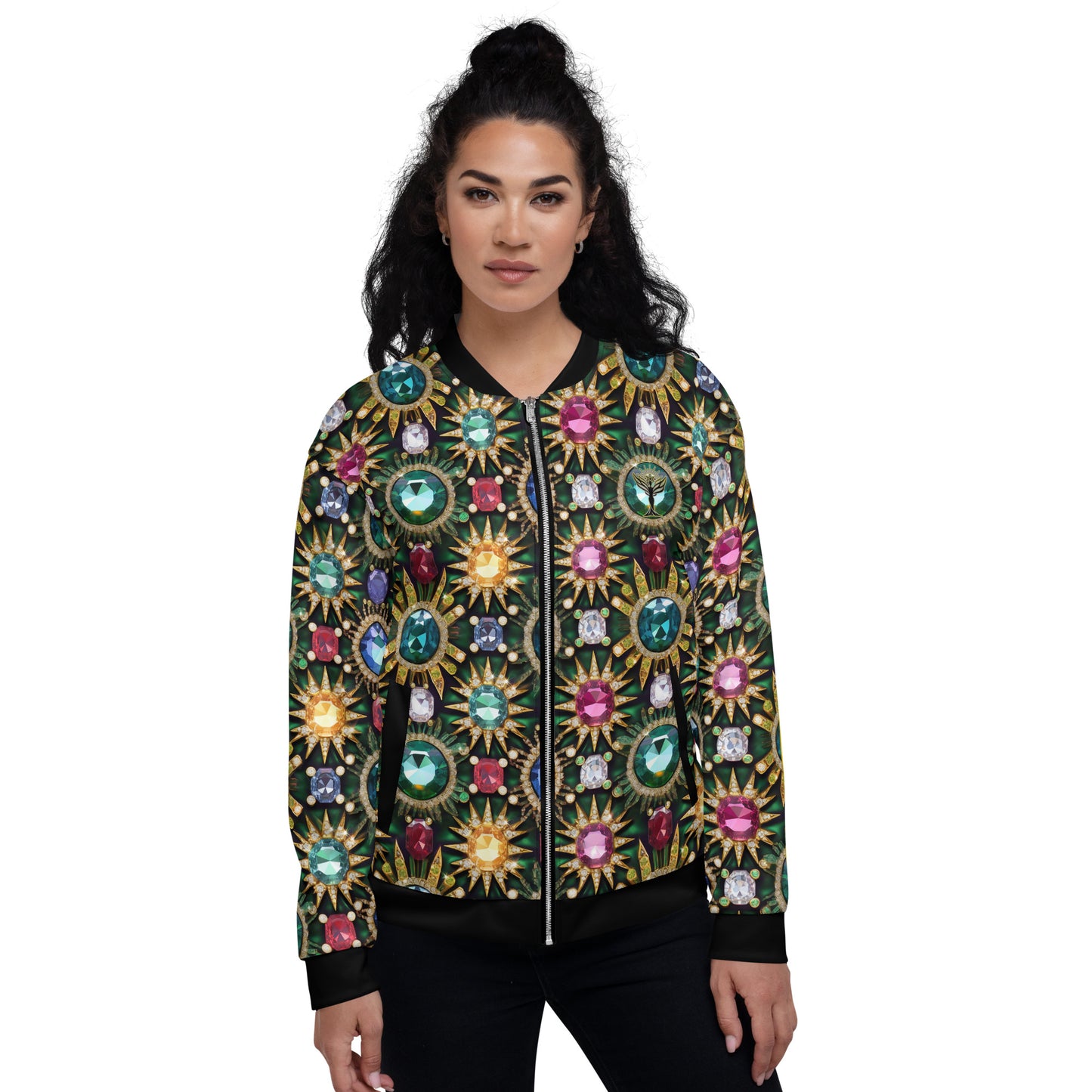 RAJ ROYAL THRONE UNISEX BOMBER JACKET MULTI BLACK COLORWAY