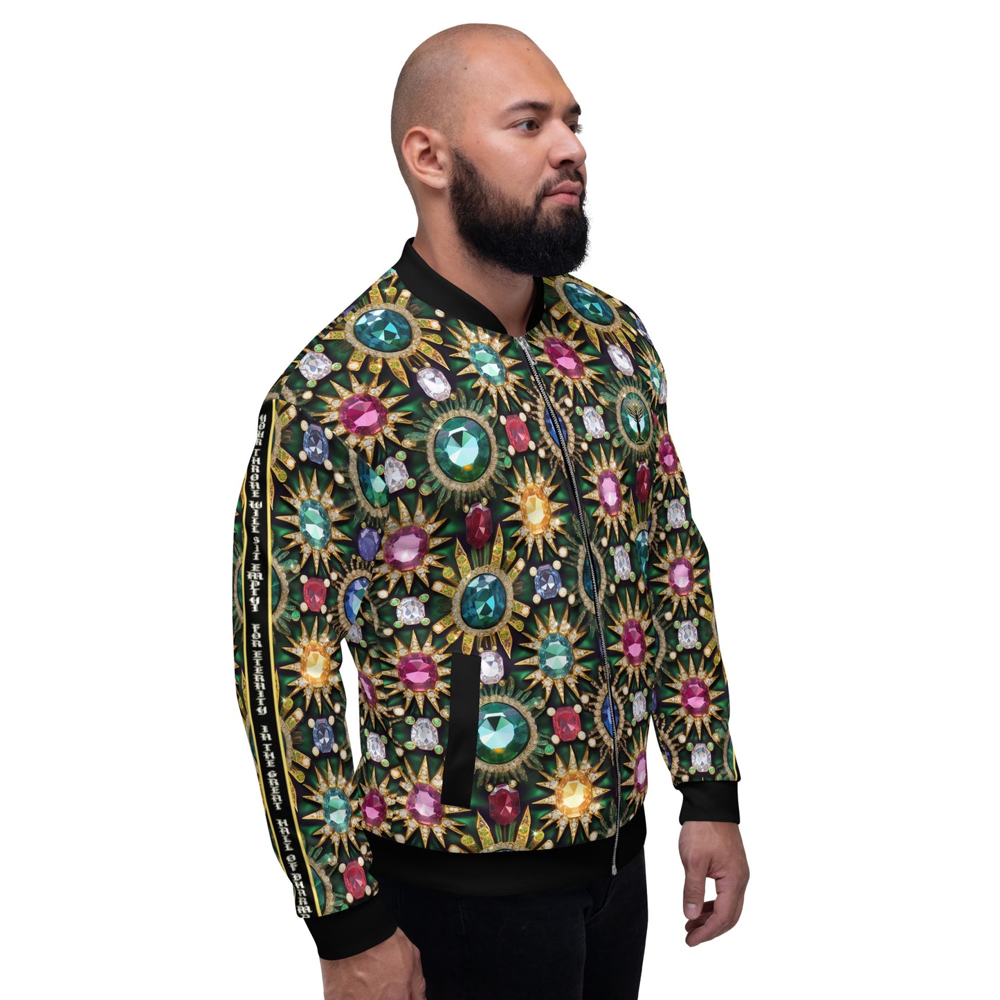 RAJ ROYAL THRONE UNISEX BOMBER JACKET MULTI BLACK COLORWAY