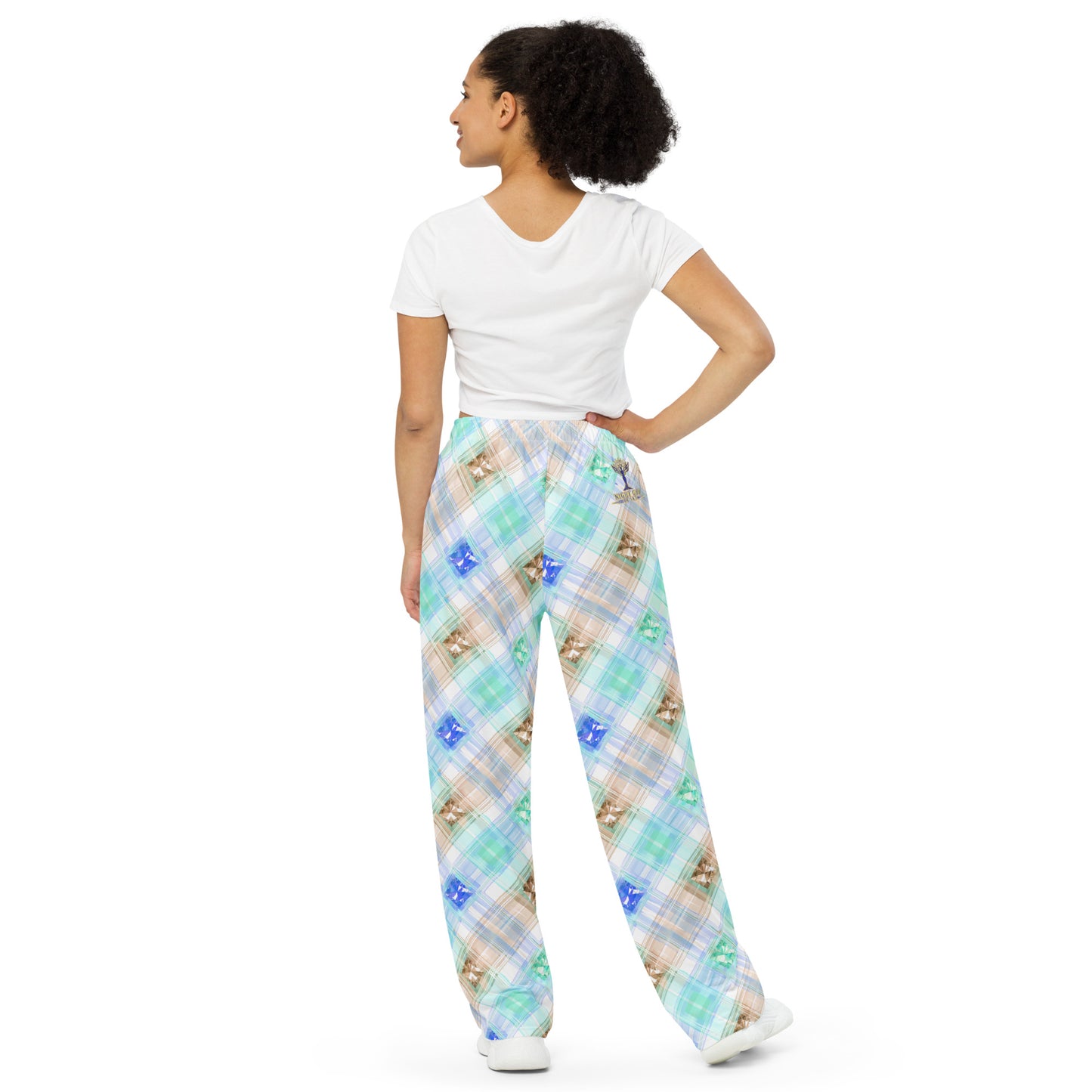 ROYAL PUNK PLAID WIDE LEG PANTS WHITE MULTI