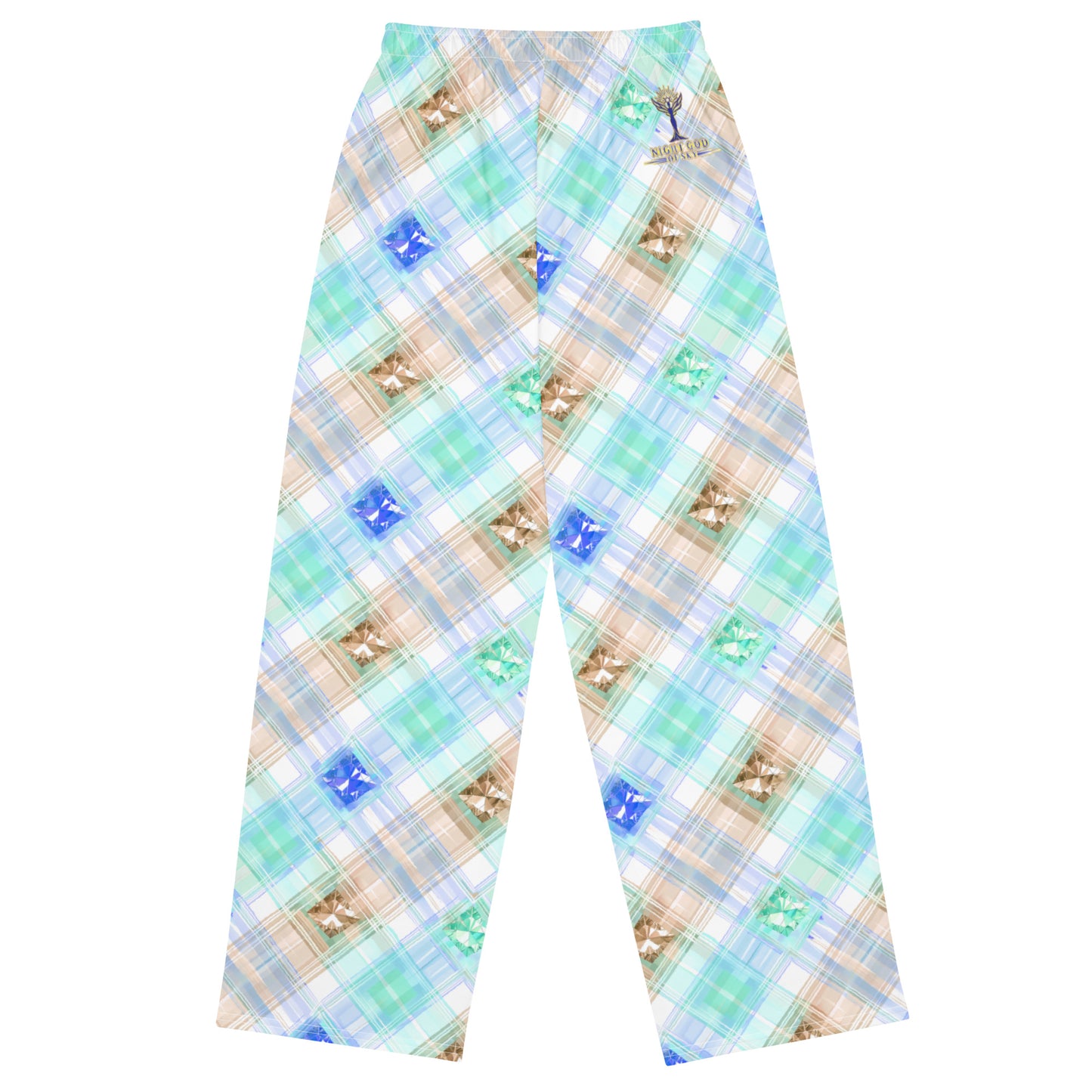 ROYAL PUNK PLAID WIDE LEG PANTS WHITE MULTI