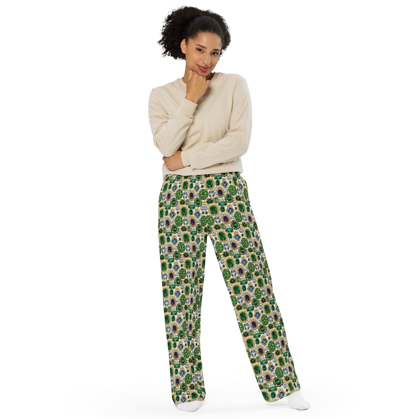 RAJ ROYAL THRONE WIDE LEG PANTS MULTI WHITE COLORWAY