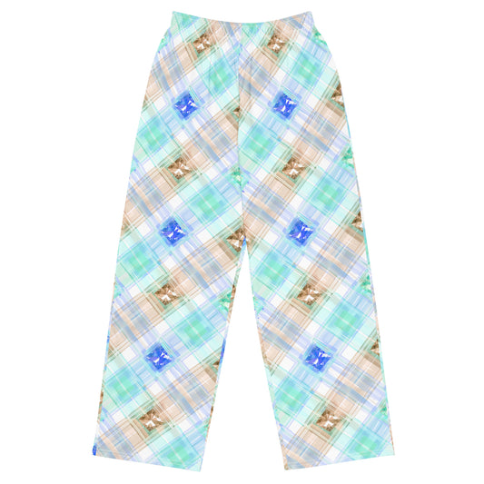 ROYAL PUNK PLAID WIDE LEG PANTS WHITE MULTI