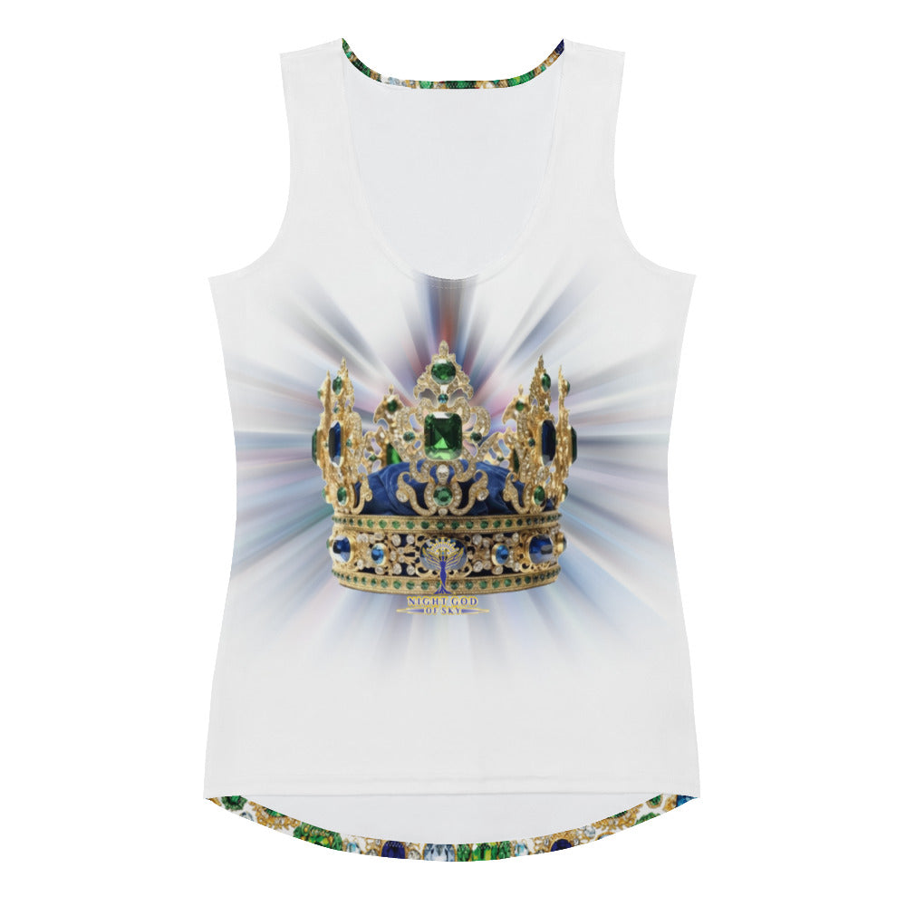 RAJ ROYAL THRONE CROWN GEM TANK TOP MULTI WHITE COLORWAY