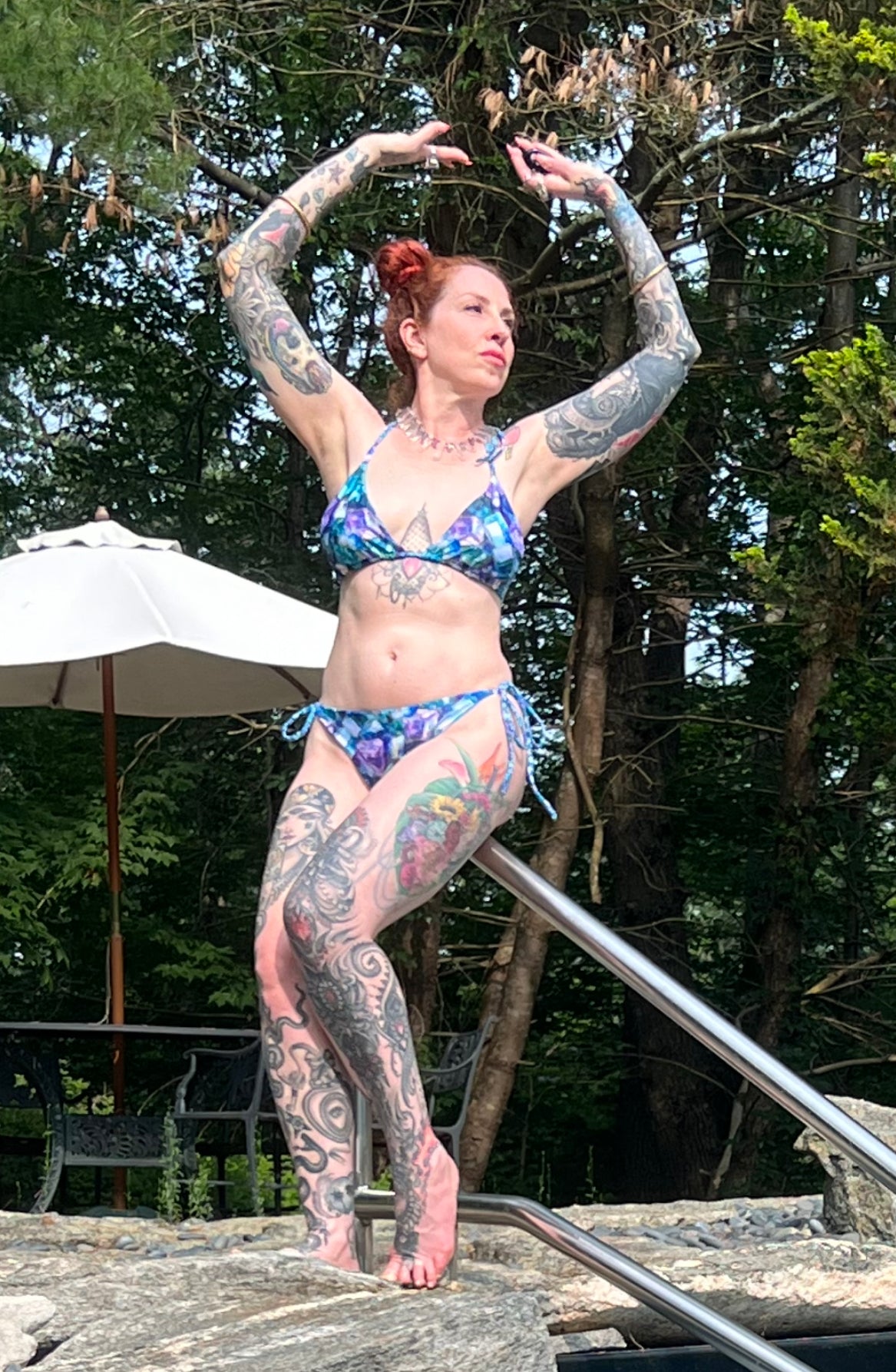 RAINBOW FLUORITE Print Recycled String Bikini Swimwear