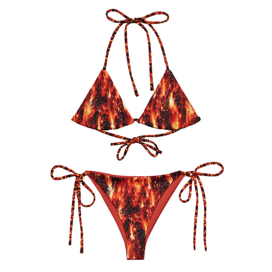 FIRE Print Recycled String Bikini Swimwear