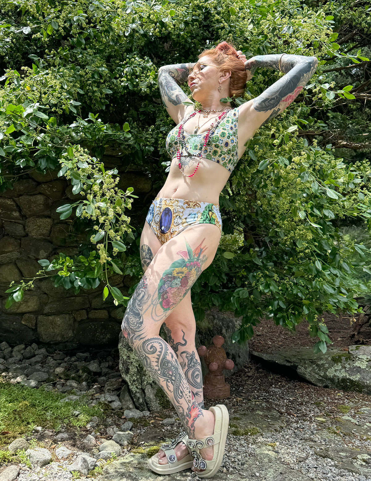 RAJ ROYAL THRONE TOSSED GEM Recycled High-Waisted Bikini White Colorway