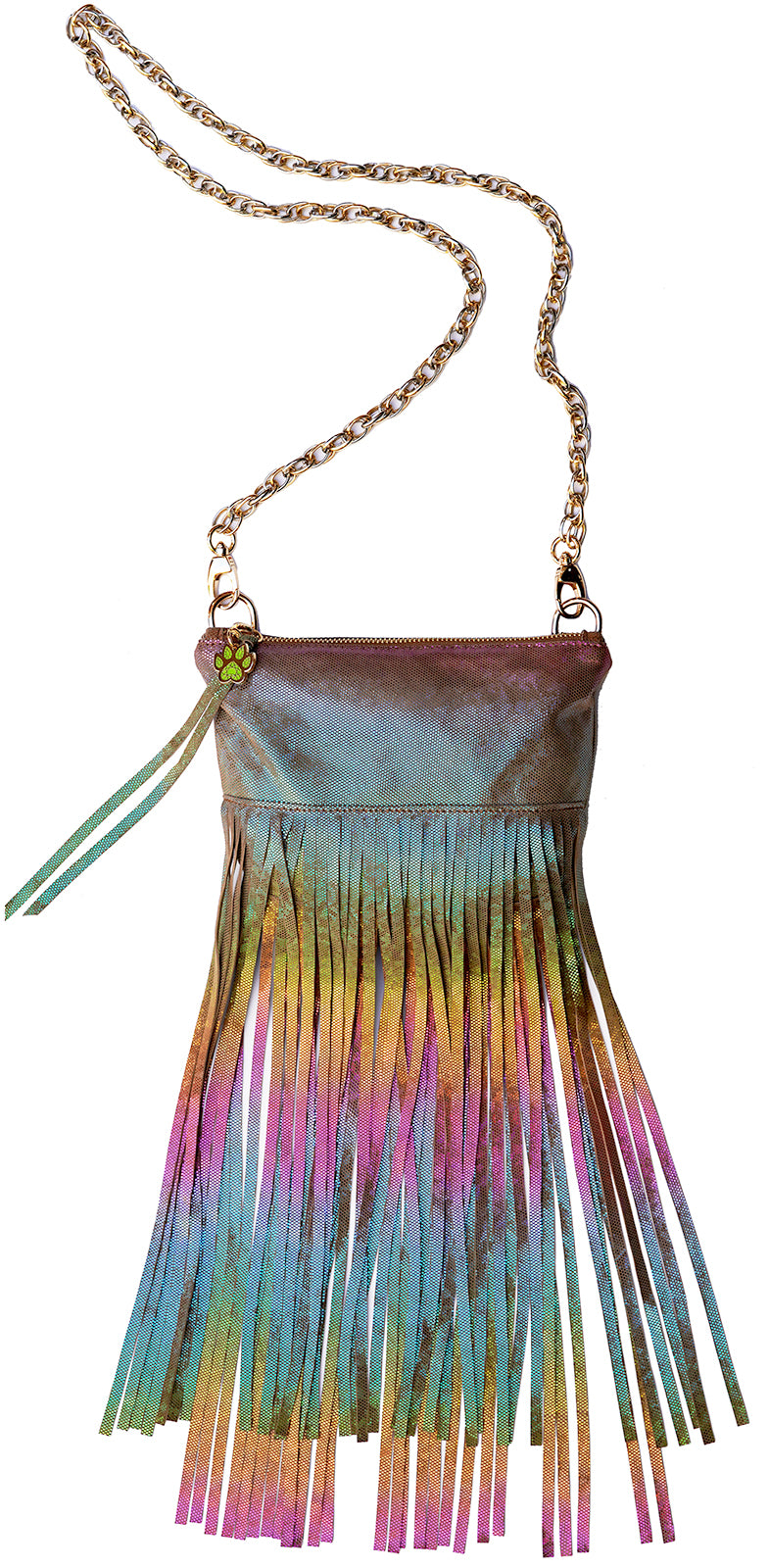 Chi Chi Couture EVENT BAG with FRINGE - Rainbow Foil