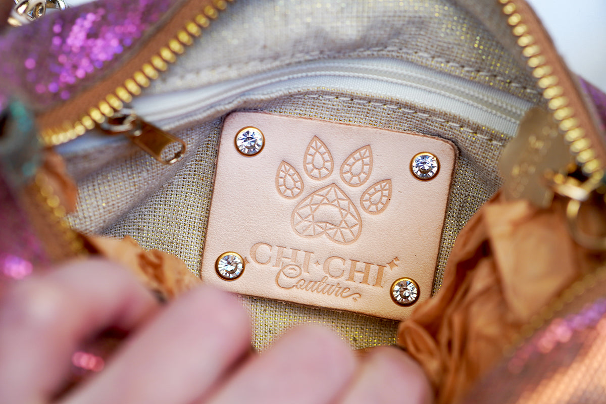 Chi Chi Couture EVENT BAG with FRINGE - Rainbow Foil