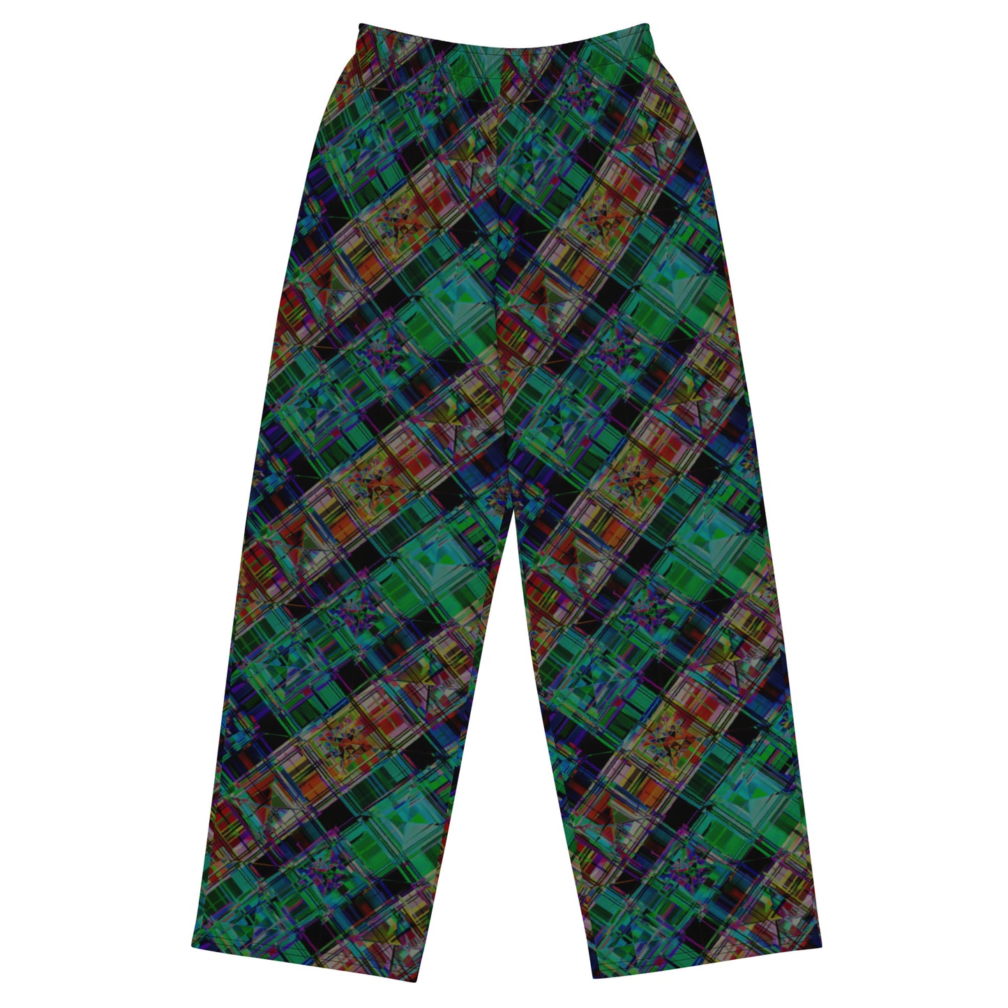 ROYAL PUNK PLAID WIDE LEG PANTS BLACK MULTI